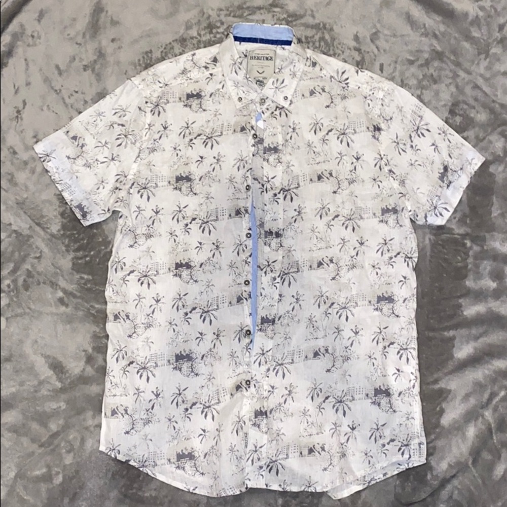 WHITE LINEN SHIRT palm trees